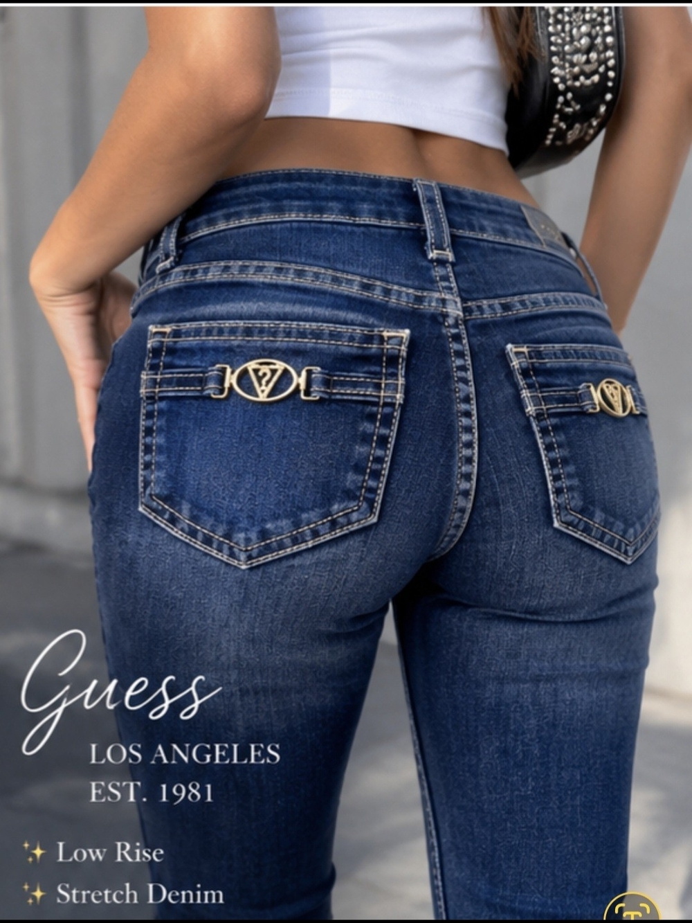 GUESS Women’s Dark Blue Low Rise Stretch Jeans